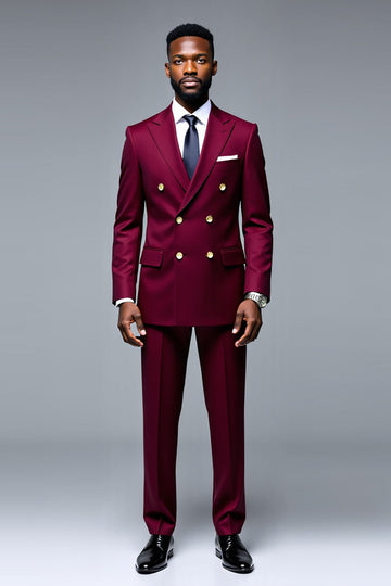 Burgundy Peak Lapel 2 Pieces Men's Prom Suits